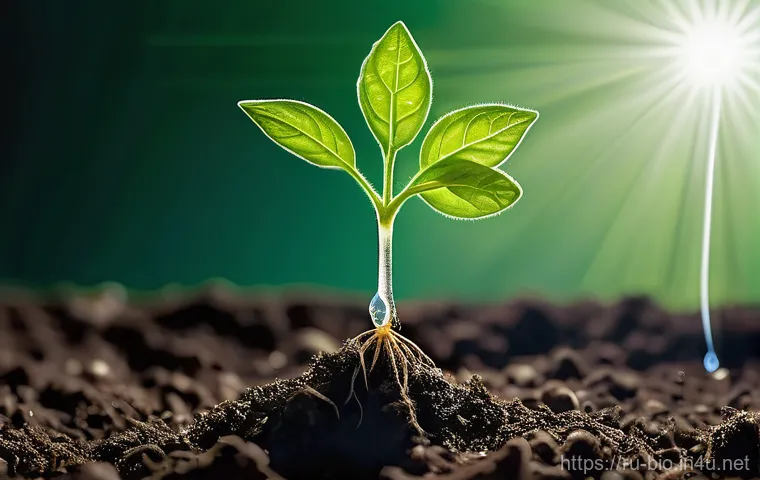 식물호르몬 작용 기전 - **Growth and Vitality:** A vibrant, close-up botanical illustration of a young plant, possibly a tom...