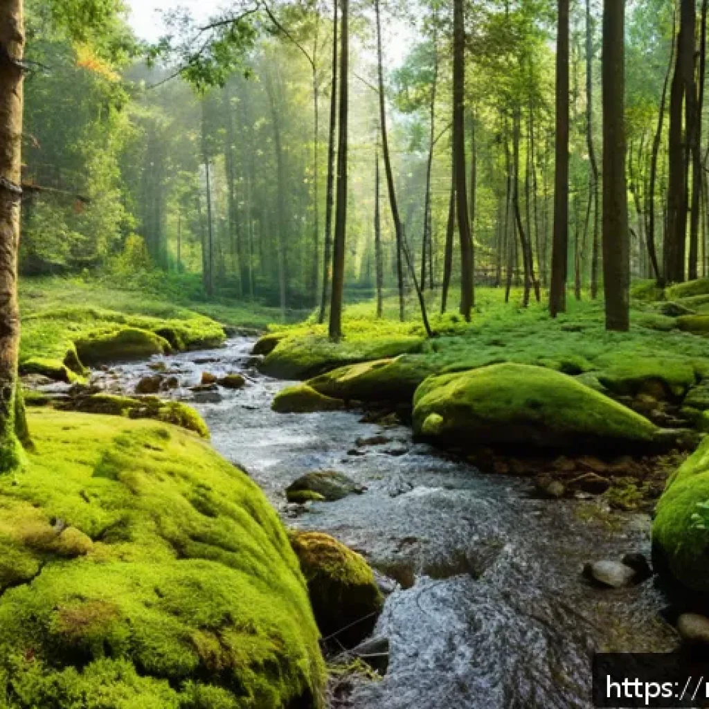 생태계 서비스 개념 - A serene Russian forest ecosystem in early autumn, featuring diverse tree species with vibrant folia...
