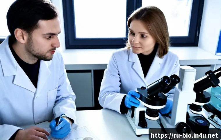 Home 17 신경 퇴행성 질환 연구 - Photorealistic neuroscience research laboratory in Moscow, Russian researchers in clean white lab co...